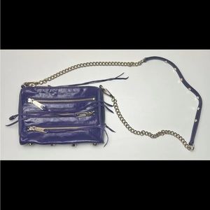 Rebecca Minkoff Mini 5-Zip Convertible Cross-Body Handbag Purple Leather NWOT